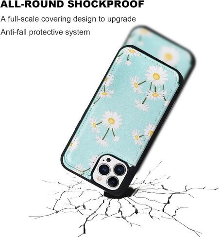 حافظة محفظة هاتف نسائية متوافقة مع هاتف iPhone 16 ProMax مع حامل بطاقة، جلد ممتاز مع زهور تضيف سحرًا رائعًا، 3 بطاقات بسهولة، مسند، حماية كونر مرتفعة (أخضر، 6.9 بوصة) in Saudi Arabia
