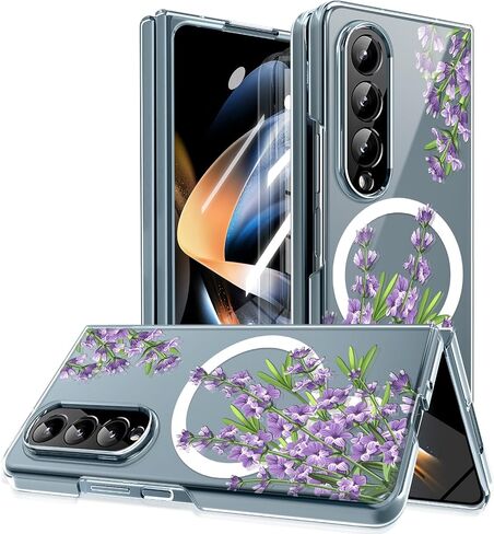 Magnetic for Galaxy Z Fold 4Case,Built-in Magnet Circle&Wireless Charging,Military-Grade Shockproof case Cover for Z Fold 4 [Purple Lavender] MUS-CXDZ-02-04 in Saudi Arabia