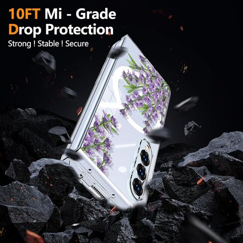 Magnetic for Galaxy Z Fold 4Case,Built-in Magnet Circle&Wireless Charging,Military-Grade Shockproof case Cover for Z Fold 4 [Purple Lavender] MUS-CXDZ-02-04 in Saudi Arabia