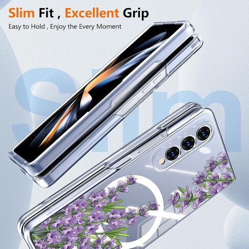 Magnetic for Galaxy Z Fold 4Case,Built-in Magnet Circle&Wireless Charging,Military-Grade Shockproof case Cover for Z Fold 4 [Purple Lavender] MUS-CXDZ-02-04 in Saudi Arabia
