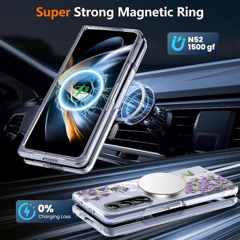 Magnetic for Galaxy Z Fold 4Case,Built-in Magnet Circle&Wireless Charging,Military-Grade Shockproof case Cover for Z Fold 4 [Purple Lavender] MUS-CXDZ-02-04 in Saudi Arabia