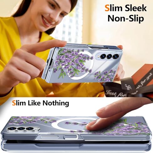 Magnetic for Galaxy Z Fold 4Case,Built-in Magnet Circle&Wireless Charging,Military-Grade Shockproof case Cover for Z Fold 4 [Purple Lavender] MUS-CXDZ-02-04 in Saudi Arabia