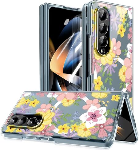 Magnetic for Galaxy Z Fold 4Case,Built-in Magnet Circle&Wireless Charging,Military-Grade Shockproof case Cover for Z Fold 4 [Purple Lavender] MUS-CXDZ-02-04 in Saudi Arabia