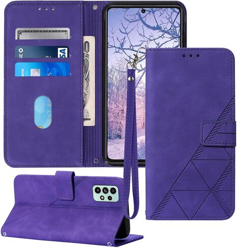 for Samsung A53 5G Case Wallet,[Kickstand][Wrist Strap][Card Holder Slots] A53 5G Phone Case,TPU Interior Protective PU Leather Flip Cover (Purple) in Kuwait