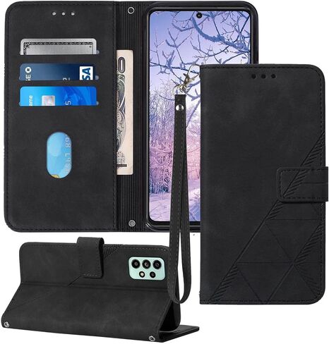 for Samsung A53 5G Case Wallet,[Kickstand][Wrist Strap][Card Holder Slots] A53 5G Phone Case,TPU Interior Protective PU Leather Flip Cover (Purple) in Kuwait