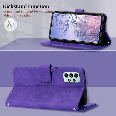 for Samsung A53 5G Case Wallet,[Kickstand][Wrist Strap][Card Holder Slots] A53 5G Phone Case,TPU Interior Protective PU Leather Flip Cover (Purple) in Kuwait