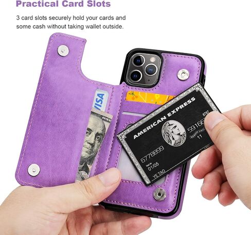 Vaburs iPhone 11 Pro Case Wallet with Card Holder, Embossed Mandala Pattern Flower Premium PU Leather Double Magnetic Buttons Flip Shockproof Protective Cover for iPhone 11 Pro 5.8 Inch(Purple) in Saudi Arabia