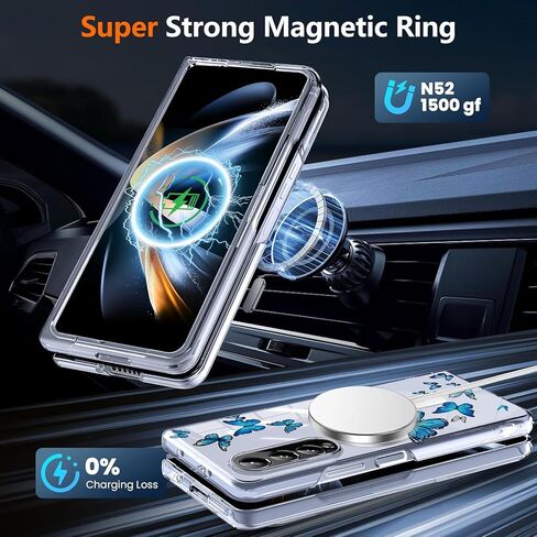 Magnetic for Galaxy Z Fold 4Case,Built-in Magnet Circle&Wireless Charging,Military-Grade Shockproof case Cover for Z Fold 4 [Purple Lavender] MUS-CXDZ-02-04 in Kuwait