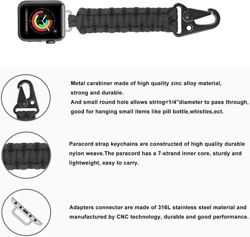 حزام الأنشطة الخارجية متوافق مع iWatch Bands Series Ultra 2 Ultra SE 9 8 6 5 4 3 2 1 Fob Tactic Clip Fob لسوار ساعة Apple 38 مم 40 مم 41 مم 42 مم 44 مم 45 مم 49 مم in Kuwait