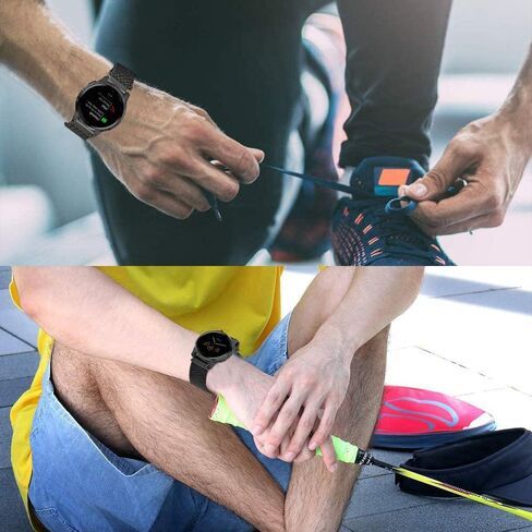 ViCRiOR 3 عبوات من أحزمة الساعة المصنوعة من النايلون المضفر والمطاط متوافقة مع Garmin Venu 2S/ Venu 3S/ Vivoactive 4S/ Vivomove 3S، حزام حلقة منفرد مرن 18 مم لـ Garmin Forerunner 265S/255S/255S Music Women Men in Saudi Arabia