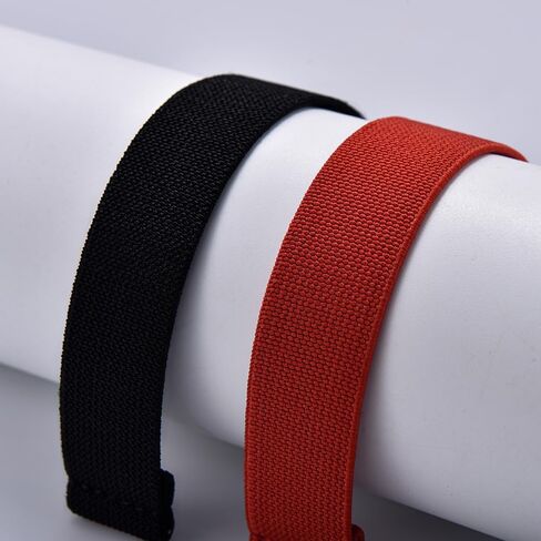 2 Pack Fabric Braided Stretchy Solo Loop Watch Band - Compatible with 18mm 20mm 22mm - Quick Release Sport Elastic Replacement Straps for Men Women in Saudi Arabia