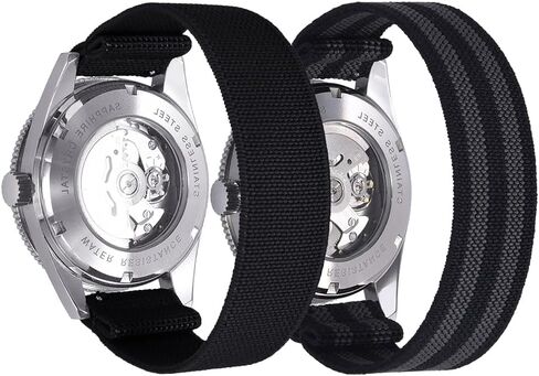 2 Pack Fabric Braided Stretchy Solo Loop Watch Band - Compatible with 18mm 20mm 22mm - Quick Release Sport Elastic Replacement Straps for Men Women in Saudi Arabia