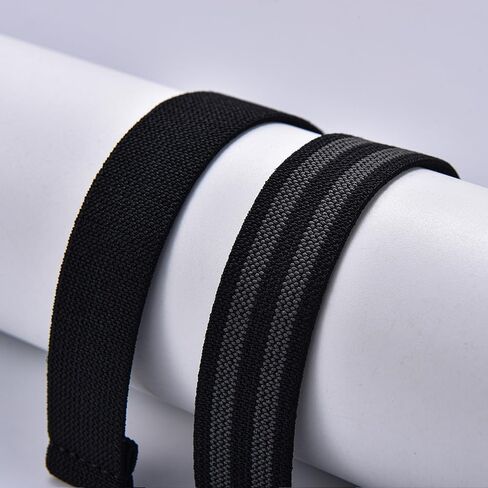 2 Pack Fabric Braided Stretchy Solo Loop Watch Band - Compatible with 18mm 20mm 22mm - Quick Release Sport Elastic Replacement Straps for Men Women in Saudi Arabia
