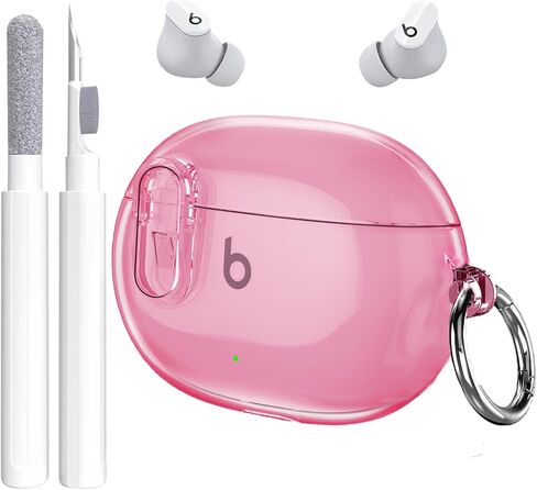 OETKER Compatible Beats Studio Buds+ 2023/Studio Buds 2021 Case Cover with Cleaner Kit, Clear Soft Beats Studio Buds Plus Case with Lock & Keychain Shockproof Protective Case for Beats Studio Earbuds in Saudi Arabia