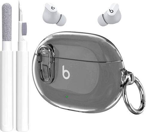 غطاء حافظة متوافق مع Beats Studio Buds+ 2023/Studio Buds 2021 مع طقم تنظيف، جراب شفاف ناعم Beats Studio Buds Plus مع قفل وسلسلة مفاتيح مضادة للصدمات لسماعات أذن Beats Studio in Kuwait