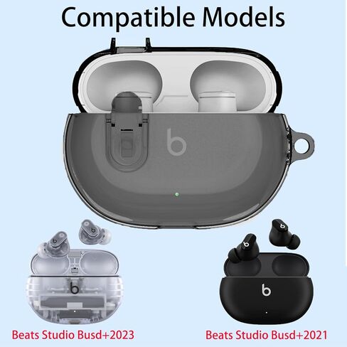 غطاء حافظة متوافق مع Beats Studio Buds+ 2023/Studio Buds 2021 مع طقم تنظيف، جراب شفاف ناعم Beats Studio Buds Plus مع قفل وسلسلة مفاتيح مضادة للصدمات لسماعات أذن Beats Studio in Kuwait