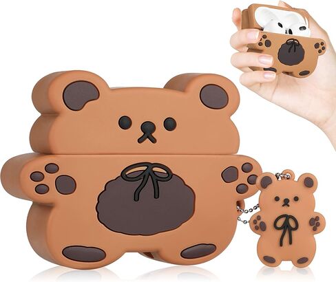 Besoar الدب البني لـ Airpod Pro 2019/Pro 2 Gen 2022 حافظة كارتونية لطيفة على الموضة بتصميم كاواي من السيليكون غطاء ثلاثي الأبعاد لـ Airpods Pro مضحك ممتع جميل لحالات Air Pods Pro للفتيات والأولاد والمراهقين in Kuwait