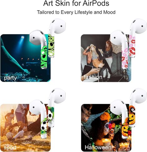 ROCKMAX Vivid Butterfly AirPods Skin Wrap الجيل الثاني، زوج واحد من ملصقات AirPod Gen 2 باللون الأزرق، ملصق AirPods 2 مخصص للنساء والفتيات، مع أداة تطبيق احترافية (240) in Saudi Arabia