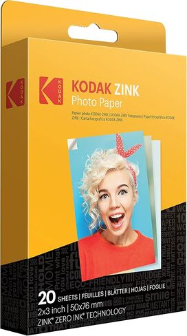 حزمة هدايا كاميرا الطباعة الفورية بالألوان الكاملة من KODAK Printomatic + حافظة ناعمة + ورق صور خلفي لاصق Zink 2x3 20pk + ألبوم + مجموعات ملصقات + إطارات ملصقات + إطارات معلقة + علامات، هدية ممتعة - أصفر in Saudi Arabia