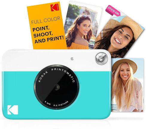 حزمة بداية كاميرا الطباعة الفورية بالألوان الكاملة من KODAK Printomatic + حافظة ناعمة + ورق صور Zink 20 حزمة - صور ملونة على ورق لاصق خلفي 2 × 3 - هدية ممتعة لعيد الميلاد وعطلة عيد الميلاد - أزرق in Saudi Arabia