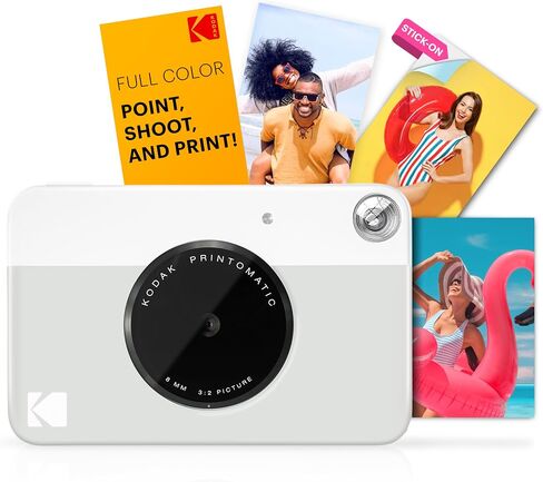 KODAK Printomatic Full-Color Instant Print Camera Starter Bundle + Soft Case + Zink 20 Pack Photo Paper - Colorful Photos On 2x3 Sticky-Back Paper - Fun Gift for Birthday Christmas Holiday - Grey in Saudi Arabia
