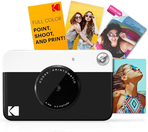 KODAK Printomatic Full-Color Instant Print Camera Starter Bundle + Soft Case + Zink 20pk Photo Paper - Colorful Photos On 2x3 Sticky-Back Paper - Fun Gift for Birthday Christmas Holiday - Black in Saudi Arabia