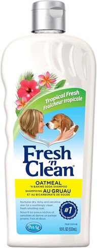 شامبو Pet-Ag Fresh 'n Clean Oatmeal 'n Baking Soda - رائحة استوائية منعشة - 64 أونصة - يغذي البشرة الجافة والحكة والحساسة مع فيتامين E والصبار - يقوي ويصلح المعاطف - خالٍ من الصابون in Kuwait