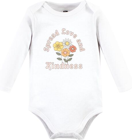 بدلة للجسم من القطن بأكمام طويلة للجنسين من Hudson Baby، عبوة من 5 قطع للفتيات والأب باللون الوردي الداكن، حديثي الولادة in Kuwait