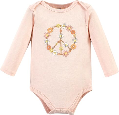 بدلة للجسم من القطن بأكمام طويلة للجنسين من Hudson Baby، عبوة من 5 قطع للفتيات والأب باللون الوردي الداكن، حديثي الولادة in Kuwait