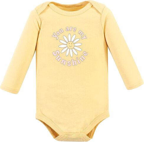 بدلة للجسم من القطن بأكمام طويلة للجنسين من Hudson Baby، عبوة من 5 قطع للفتيات والأب باللون الوردي الداكن، حديثي الولادة in Kuwait