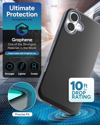 ZAGG SoHo Snap Case for iPhone 16 Pro - MagSafe Compatible, 10ft Drop Protection, Graphene-Infused, Wireless Charging, Eco-Friendly, Two-Tone Design, Black in Saudi Arabia