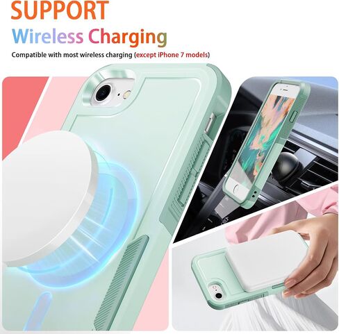 حافظة لهاتف iPhone SE Gen 3rd 2022/2nd 2020، حافظة iPhone 8/7، مع واقي شاشة من الزجاج المقوى 2X، هيكل كامل مقاوم للصدمات والسقوط الثقيل بزاوية 360 درجة، كمبيوتر صلب ومادة TPU الناعمة تصميم 2 في 1، أزرق سماوي in Saudi Arabia