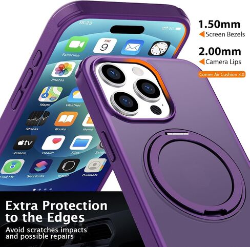 for iPhone 15 Pro Max Case with 360 Magnetic Stand [Works with MagSafe] Anti-Fingerprint,Rugged Shockproof Matte Translucent Drop Proof Bumper Phone Case 15 Pro Max (6.7'') for Women, Men in Saudi Arabia