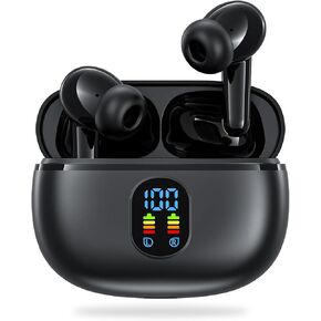 True Wireless Earbuds Bluetooth 5.4 Headphones with Charging Case&LED Power Display, TWS Deep bass Ear Buds Built-in Microphone, IPX5 Light-Weight Earphone for Android/iOS Phones, Dark Gray