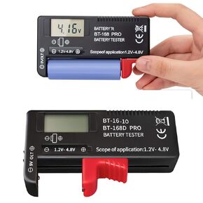 ZffXH Battery Tester 2 PCS for 9V 3.7V 1.5V AA AAA Cell C D 18650 Battery – Easy to Read, Digit Indicates(BT-168 PRO)