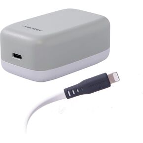 Ventev - شاحن حائط USB C فائق السرعة بقدرة 30 وات وكابل USB C معتمد من MFi إلى Apple Lightning - شحن أسرع 6 مرات مقابل 5 وات لأجهزة iPhone 5-14 وXS/XR/X - أبيض