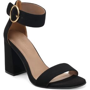 Aerosoles Women's Lawrence Heeled Sandal, Black Faux Suede, 12 Wide