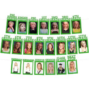 KatchOn, K-12 Graduation Photo Banner 5x7 - Photo Cards 12+6 | Graduation Banner 2024 Personalized, Graduation Decorations Class of 2024 | Black Graduation Picture Banner, Graduation Party Decorations