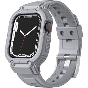 متوافق مع Apple Watch 9 Band مع حافظة، حزام معصم رياضي ناعم مقاوم للصدمات من مادة TPU مع غطاء ممتص للصدمات لسلسلة iWatch Ultra SE 9 8 7 6 5 4 3 2 1