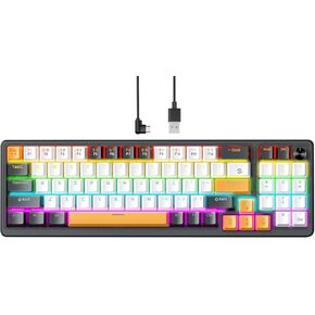 Mechanical Gaming Keyboard, USB Wired Gaming Keyboard, Swappable Red Switch, 77 Keys Anti-Ghosting & Ergonomic Design, Rainbow LED Backlit Mechanical Keyboard for PC, Laptop, Gaming, Office