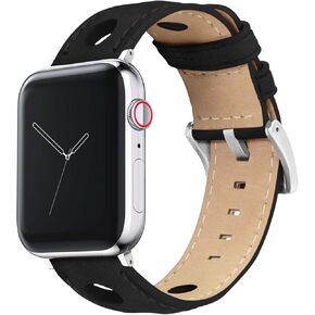 BARTON Racing & Rally Horween Leather Watch Bands with Integrated quick release spring bars - Compatible with all Apple Watch Models - Series 8, 7, 6, 5, 4, 3, 2, 1, SE & Ultra - Size 38mm, 40mm, 42mm or 44mm