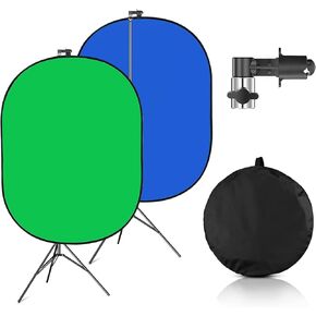 Portable Green Screen Chromakey Backdrop with Stand,59 * 39 inch Pop Up Collapsible Backdrop,Foldable Blue&Green Screen 2 in 1 Backdrop for Photo and Video Shooting,Gaming (Green & Blue)