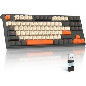 FELICON M88 Mechanical Keyboard, Wireless 80% TKL Gasket Hot Swappable Custom Gaming Keyboard, PBT Keycaps BT5.0/USB+Type-c Dual Purpose Receiver Keyboard for WIN/MAC/IOS/Android/Game/Office(Twilight)