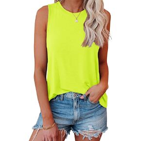 Smile Fish Women Crewneck Flowy Loose Fit Tank Top Sleeveless Summer Tops Shirts