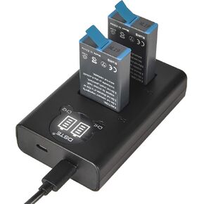 DSTE 2X SPCC1B + Dual LCD Charger Compatible with GoPro Max SPCC1B ACDBD-001 ACBAT-001 ACCBAT-001 CHDHZ-201 CHDHZ201 Battery GoPro MAX 360 Waterproof GoPro MAX 360 Degree 5.6K GoPro Max 360 Action