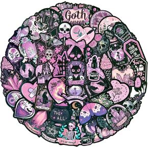 Dark Romance Goth Stickers - 50 Pcs Gothic Skull Satanic Waterproof Vinyl Stickers for Water Bottle, Laptop, Phone Case - Horror Spooky Skeleton Stickers for Teens & Adults