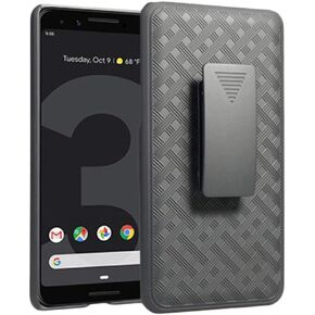 Rome Tech Belt Clip Case for 2019 Google Pixel 3a XL - G020C G020G G020F - Slim Heavy Duty Shell Holster Combo - Rugged Phone Cover with Kickstand Compatible with Google Pixel 3a XL - Black