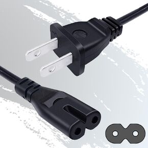 2 Prong AC Cable Power Cord Compatible with Xbox One S/X, Xbox Series X/S, Sony PS4 / PS4 Slim / PS5 / PS3 Slim / PS3.