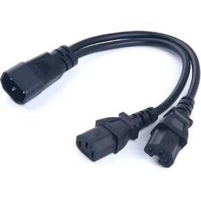 C14 to C13+C15 Y Splitter Power Plug Cord,Single C14 Male to C13+C15 Female Splitter Adapter Cable Cord,30cm