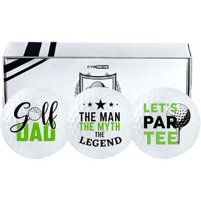 Dad Gifts Golf Balls Set of 3 for Golfer Dad, Husband, Golf Lovers from Daughter, Son, Wife, for Father's Day, Birthday, Retirement, Christmas - Gold Dad Initial